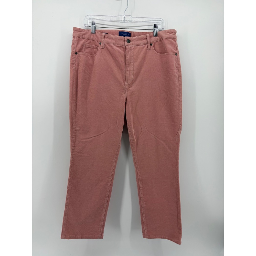 Talbots Womens 16P Pink Pants High-Waist Straight-Leg Corduroy BD1024
